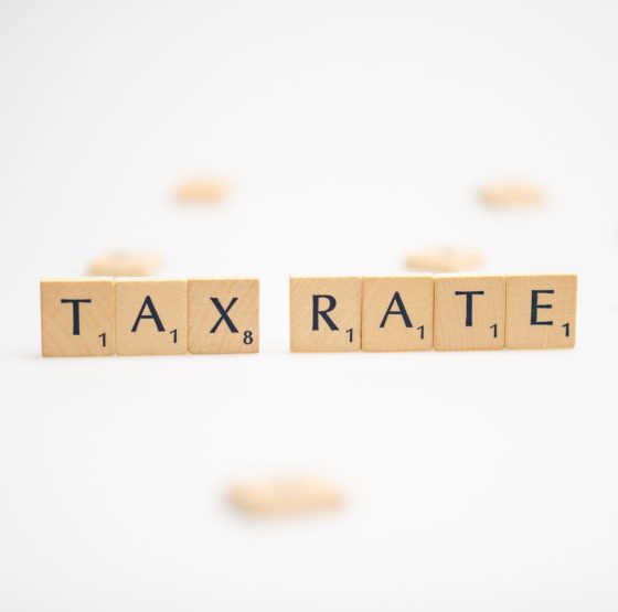 Palavra TAXA DE IMPOSTO escrita em fundo branco. TAXA DE IMPOSTO texto em branco para seus projetos, conceito.